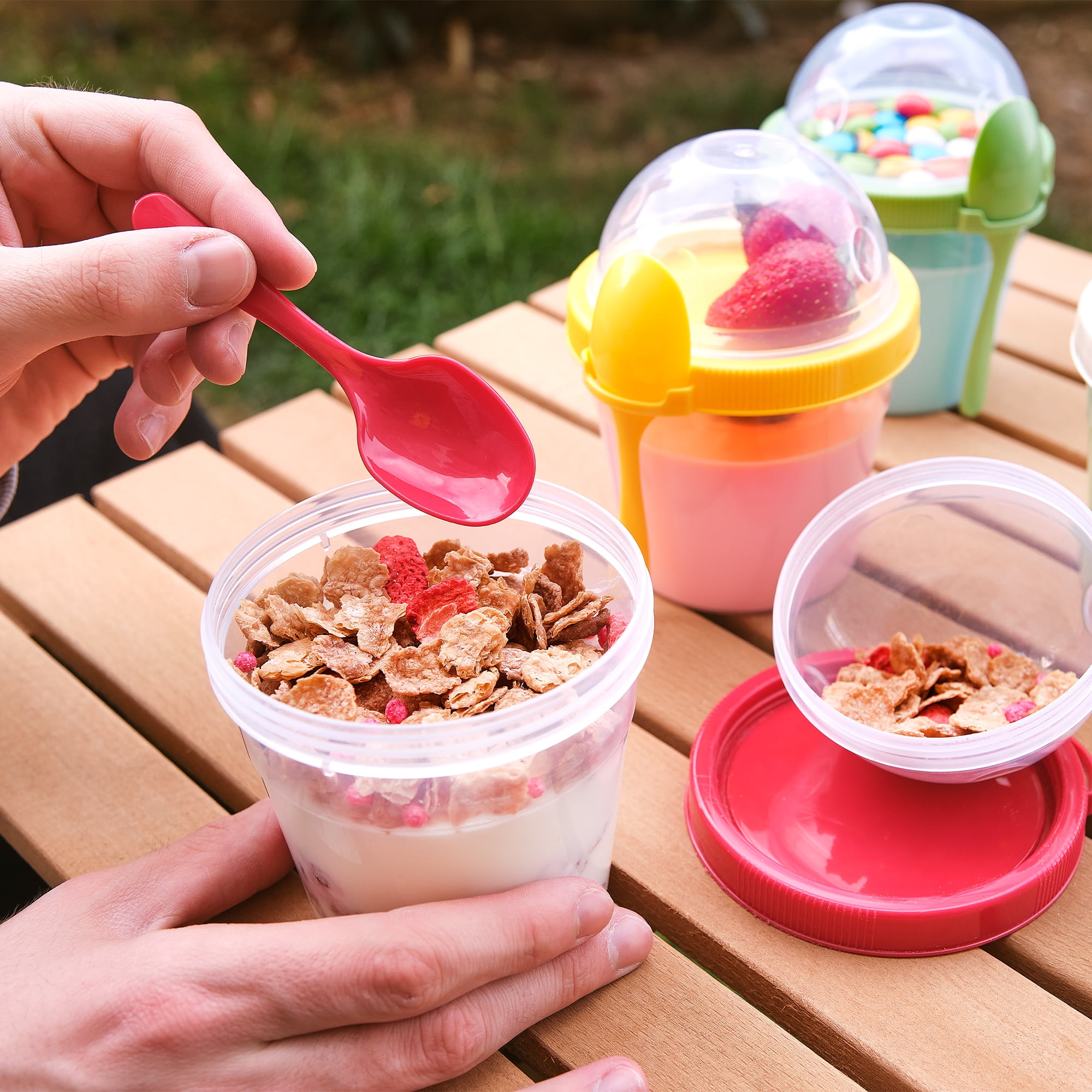  Daasigwaa Breakfast On The Go Cups, Salad Cup To Go, Take And  Go Yogurt Cereal Overnight Oats Snack Parfait Containers & Salad Dressing  Holder With Fork For Lunch, Fruit & Vegetable