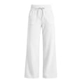 thumbnail image 3 of ClodeEU Women's Wide Waistband Drawstring Wide Leg Sweatpants,Casual Loose Trousers with Pockets White,Women's Plus XXXL, 3 of 7