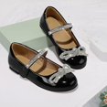 thumbnail image 2 of Kushyshoo Black Girl's Bow Mary Jane Dress Shoes Ballet Princess Flats with Rhinestone Strap 9M, 2 of 6