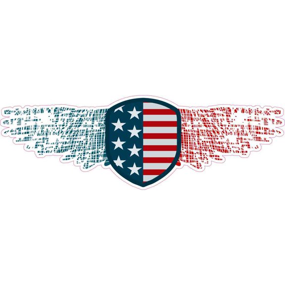 9in x 3in Winged American Flag Shield Sticker Vinyl Patriotic Ca