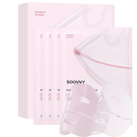 SOOVVY Pink Collagen Jelly Gel Mask , Overnight Face Mask for Glass Glow Skin Care ,Moisturizing Collagen Face Mask, Korean Skincare, 4ea