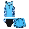 thumbnail image 3 of YONGHS Kids Girls Rashguard 3Pcs Swimsuit Outfit Hawaiian T-shirt Shorts Briefs Set Blue Halo 4, 3 of 7