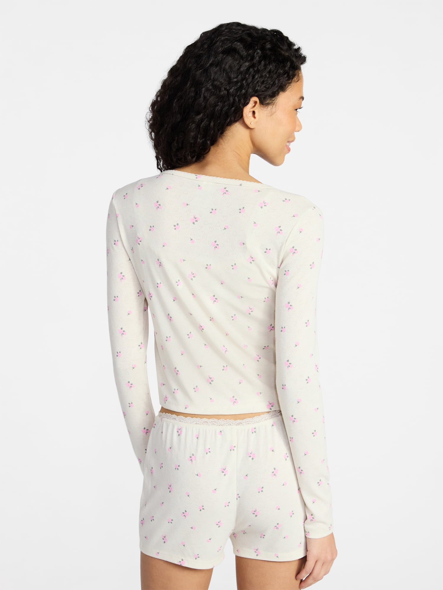 No Boundaries Sleep Pointelle Knit Cardigan, Women’s XXS-3X