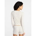 thumbnail image 4 of No Boundaries Sleep Pointelle Knit Cardigan, Women’s XXS-3X, 4 of 6