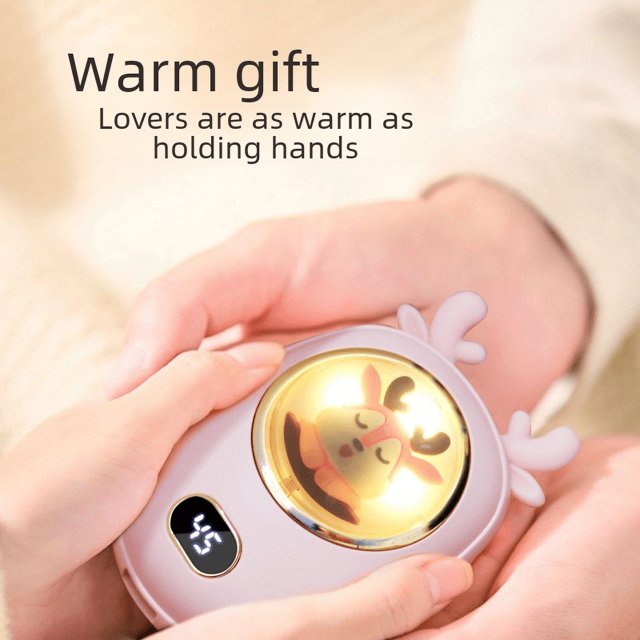 Calentador de manos portátil, banco de energía, dos en uno, pantalla digital, USB, linda luz nocturna para mascotas, mini calentador de manos portátil, regalo