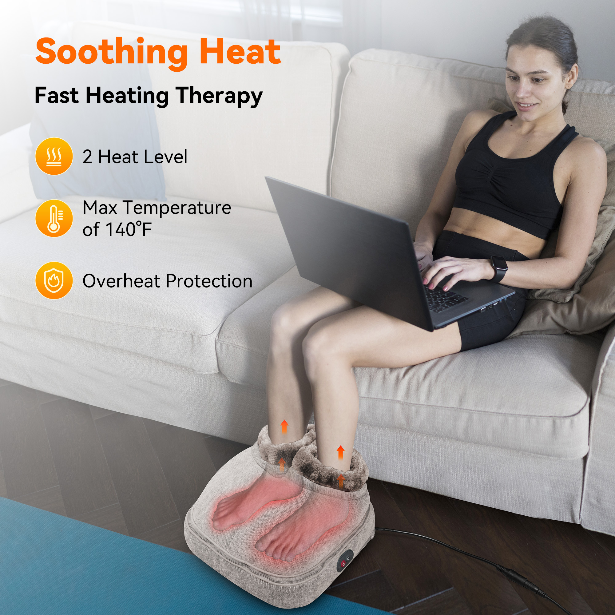 Shiatsu Foot Massager with Heat, Snailax Soothing Foot Warmer for Blood Circulation Gifts