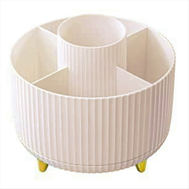 Organizador de Soporte para Brochas de Maquillaje, Soporte para LáPiz Giratorio de 360°, Accesorios de Escritorio, Vaso para Brochas de Maquillaje con 5 Ranuras