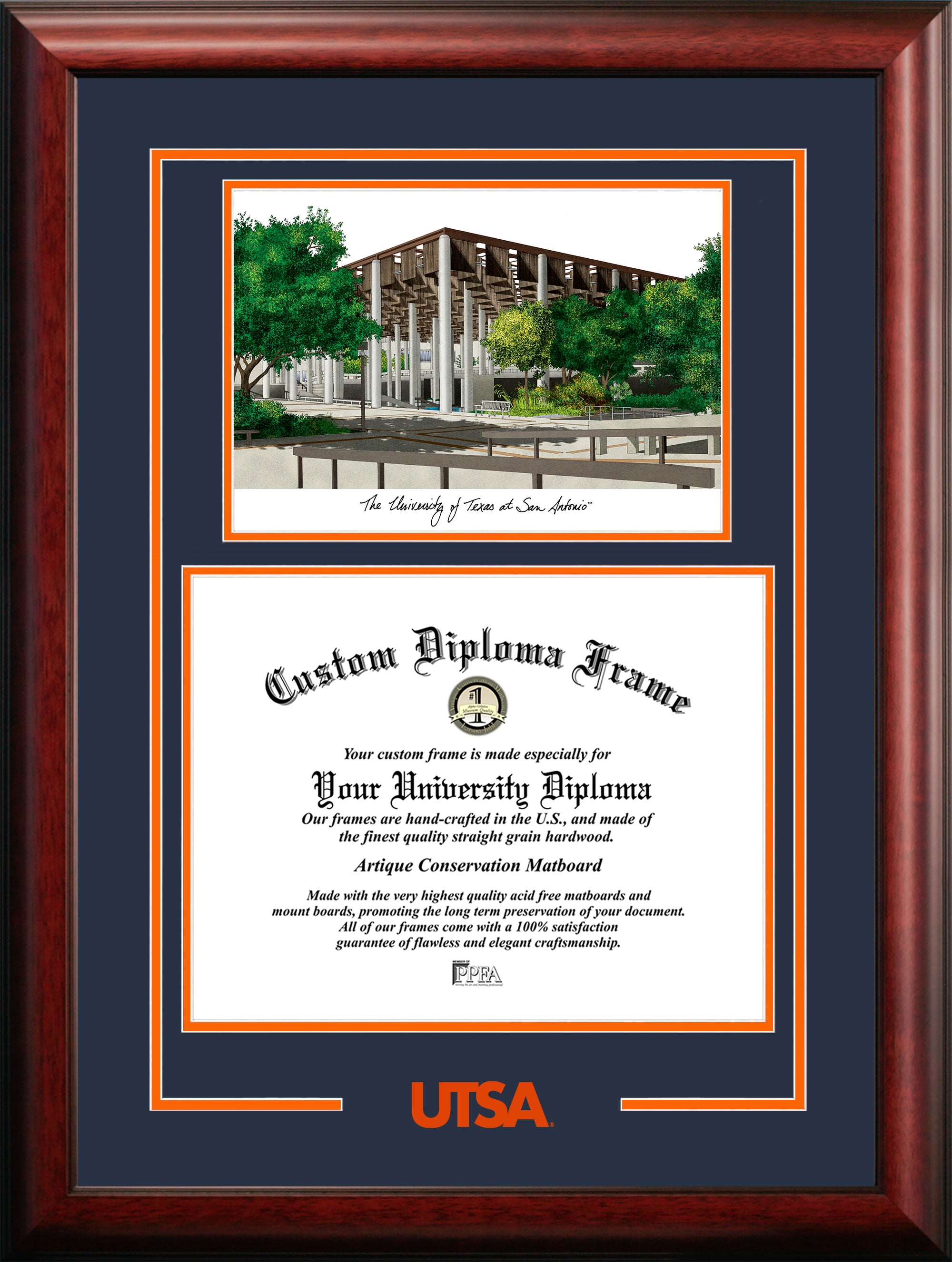 Oklahoma State Petite Diploma Frame - Mahogany With Gold Trim, Handcrafted In USA, 11x8.5 Inch