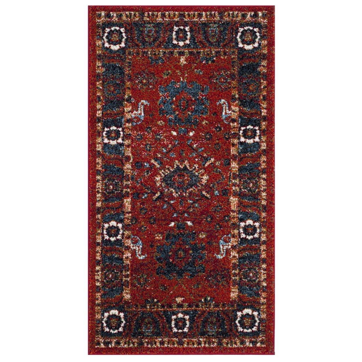 SAFAVIEH Vintage Hamadan Pema Traditional Area Rug, Orange/Blue, 5'3" x 7'6"