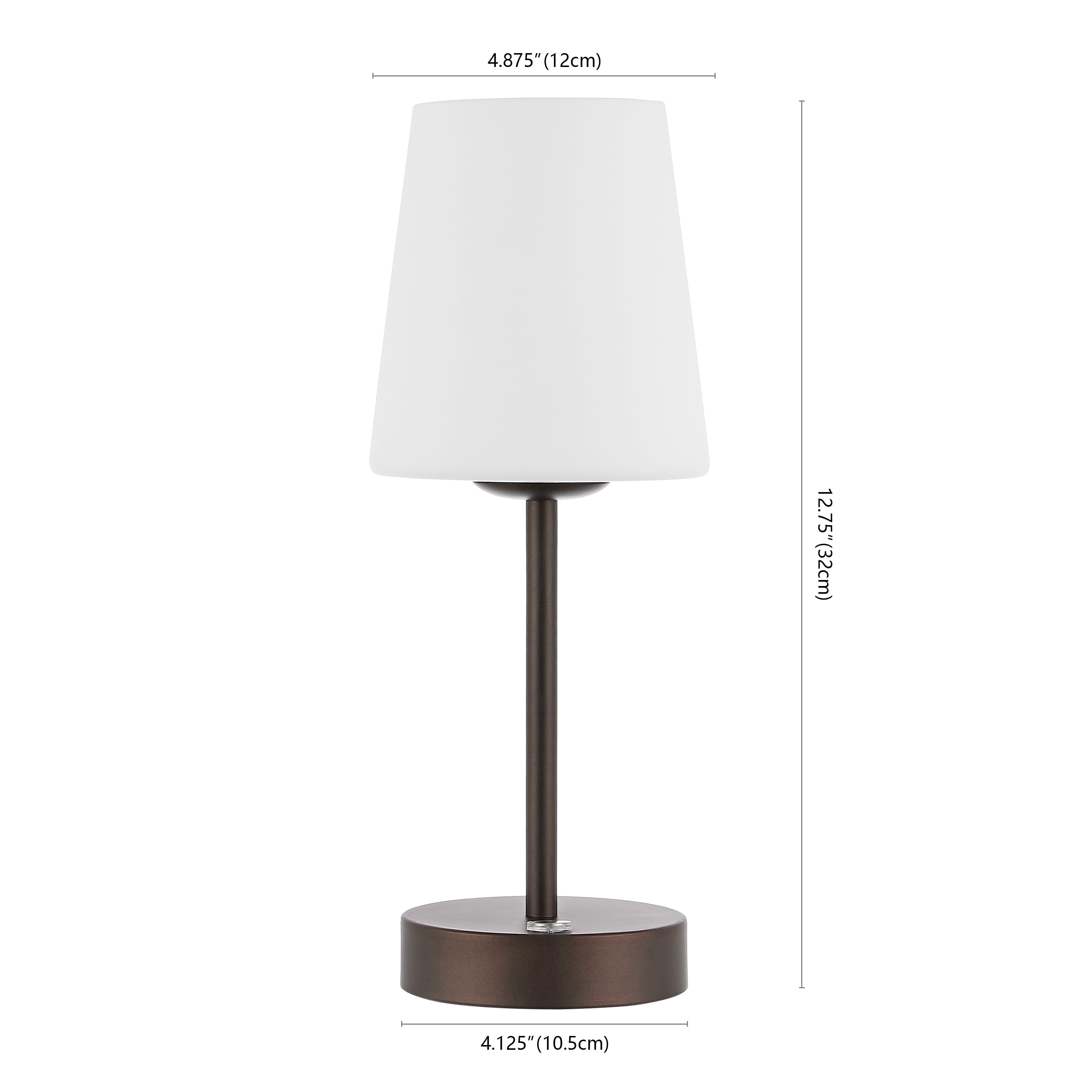 JONATHAN Y Carson 12.75" Bohemian Farmhouse Iron Rechargeable Integrated Portable LED Table Lamp, Oil Rubbed Bronze/White, JYL7110B