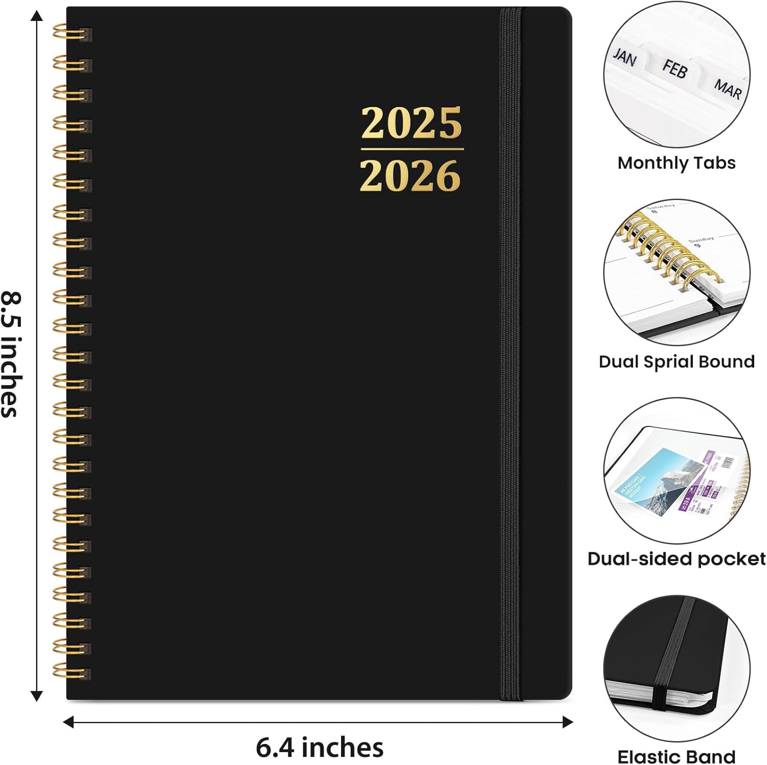 Academic Planner 2025-2026, Weekly and Monthly Calendar Planner Book, July 2025 – June 2026, Hardcover Organizer with Tabs, Perfect for Teachers, Students, Women & Men, A5 (6.4" x 8.5") - Pink