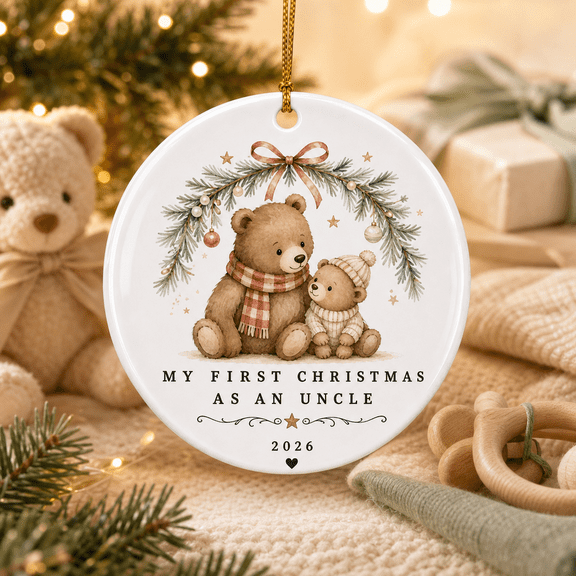 Christmas Ornament Uncle Bear First Christmas as an Uncle Ceramic Tree Keepsake Gift
