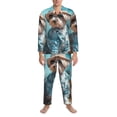 thumbnail image 3 of Balery Stylish Dog in Denim Outfit Pijama para Hombre de Dos Piezas con Manga Larga, Conjunto de Dormir y Descanso Suave con Bolsillos-Large, 3 of 7