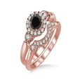 thumbnail image 2 of 1.25 Carat Black Diamond Antique Three Stone Flower Halo Bridal Set in 14k Rose Gold, 2 of 2