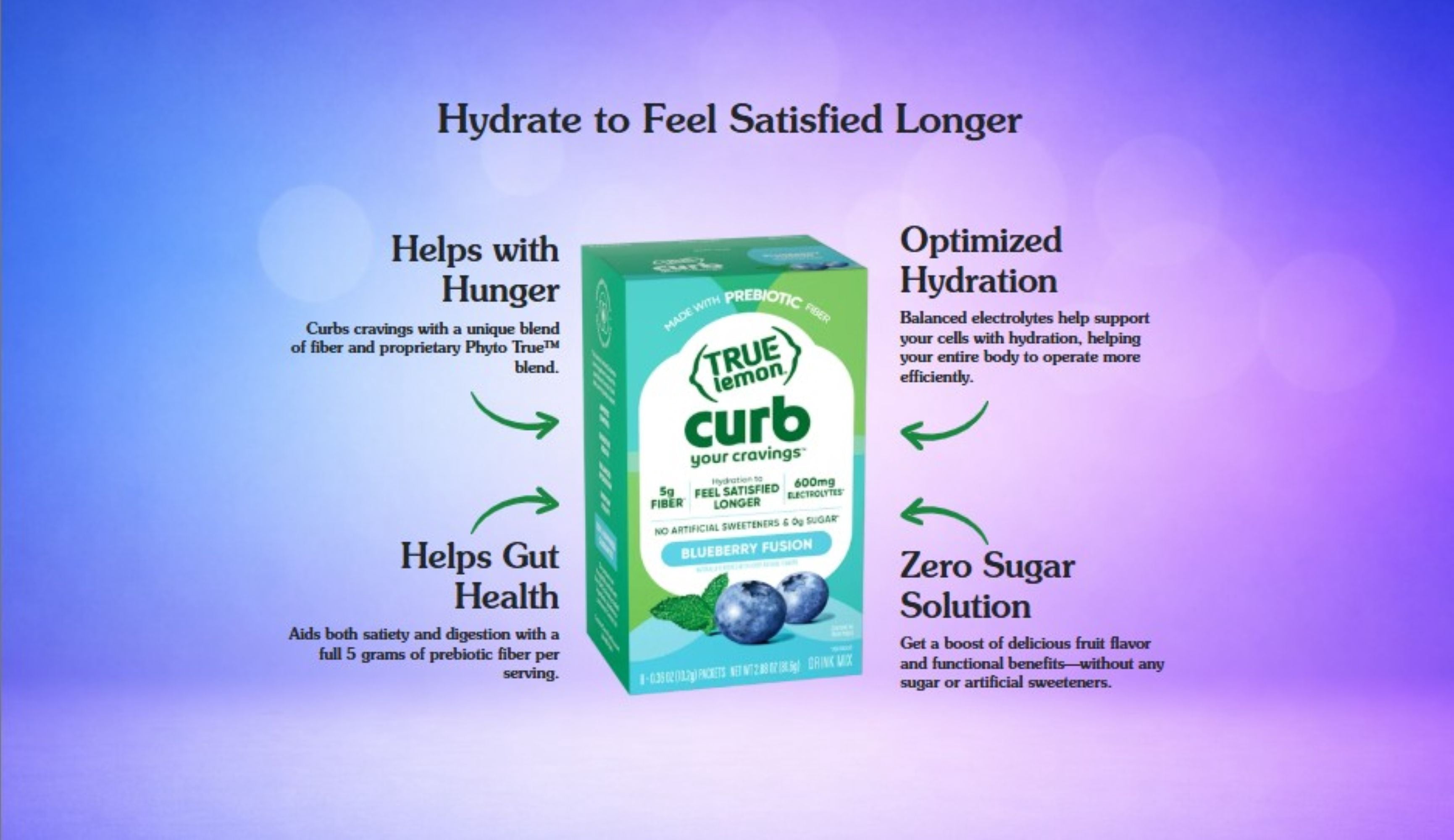 True Lemon Curb Your Cravings Blueberry Fusion Flavored Powder, 8 Ct. Drink Mix Packets