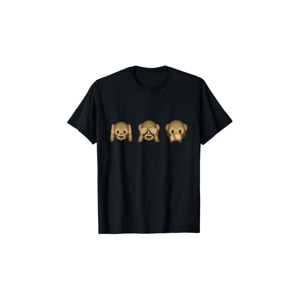 Bonita camiseta con emoticono "Oír, ver, no hablar, no mal"