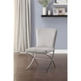 thumbnail image 2 of Velvet Upholstered Metal Side Chair with X Style Base, Light Gray and Silver, Set of Two, 2 of 2