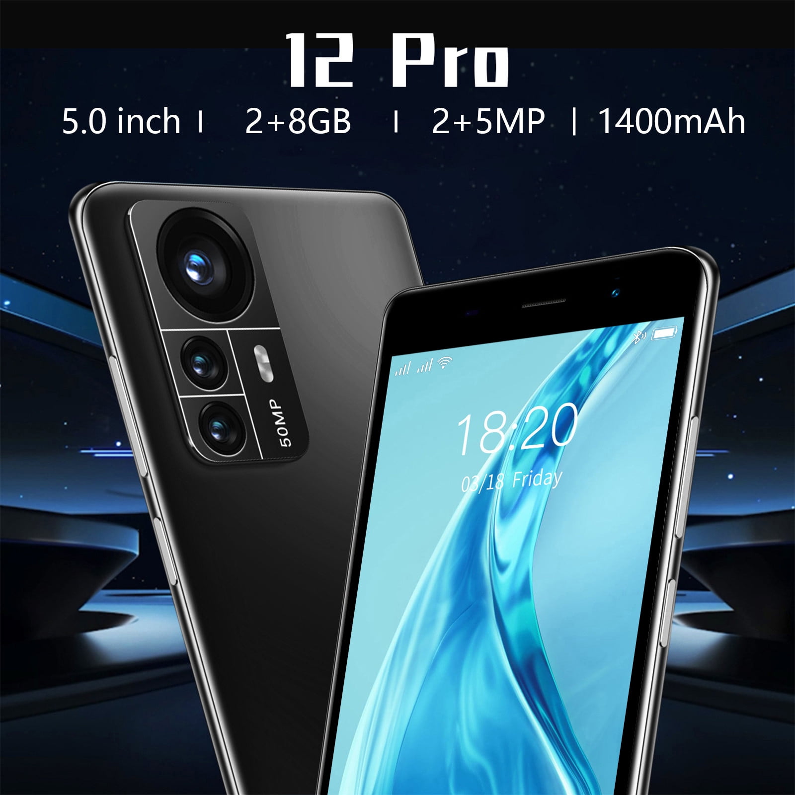 XEOVHV Unlocked 12 Pro Android Smartphone, Black