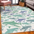 thumbnail image 3 of Shark Decorative Rug, Colorful Underwater Fish Pattern Masters Survival Predators Dangerous Nature, Quality Carpet for Bedroom Dorm and Living Room, 6 Sizes, Ceil Blue, by Ambesonne, 3 of 4