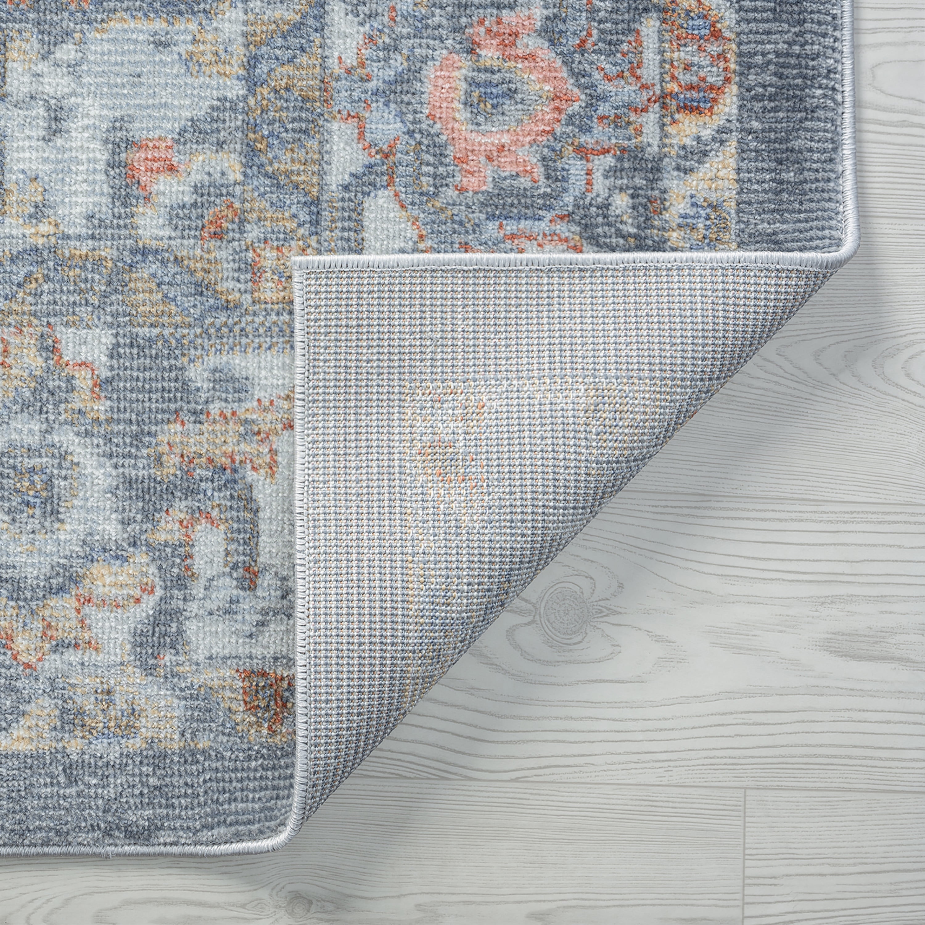 Allure Traditional 2' x 7' Charcoal and Navy Polypropylene Indoor Area Rug