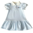 thumbnail image 2 of Tfken Toddler Girls Dress Cute A-Line Comfortable Solid Color Lapel Neck Blue Kids Dresses Size 3 Years-4 Years, 2 of 4