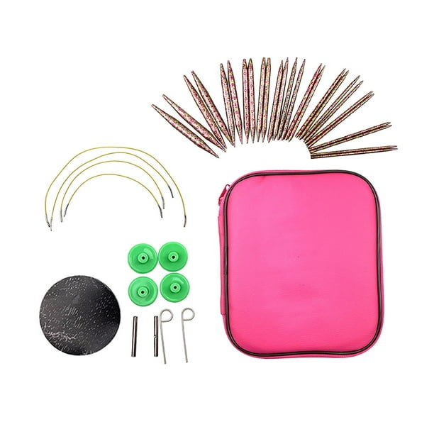 Desmontar el juego de herramientas de tejer con estuche, agujas de tejer de hilo, herramientas de costura, manualidades DIY, ganchos de ganchillo para Zulema Tejer Agujas De Ganchillo