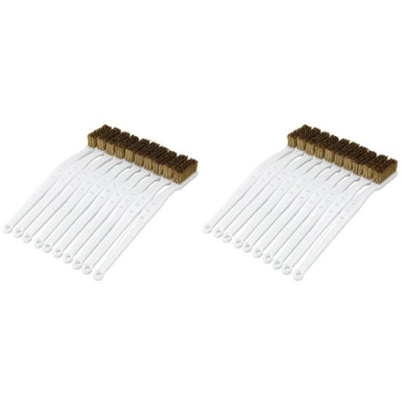 

20 Pcs 6.9 inch Length Plastic White Handle Bristle Brush Brass Metal