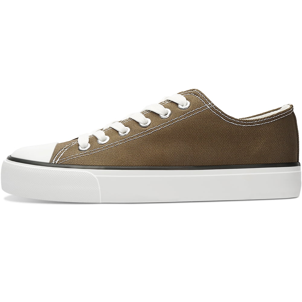 AOMAIS Womens Canvas Fashion Sneakers Classic Low Top Fabric Shoes Casual Walking Canvas Flats Cute Lace Up Tennis Shoes for Lady(Brown US8)