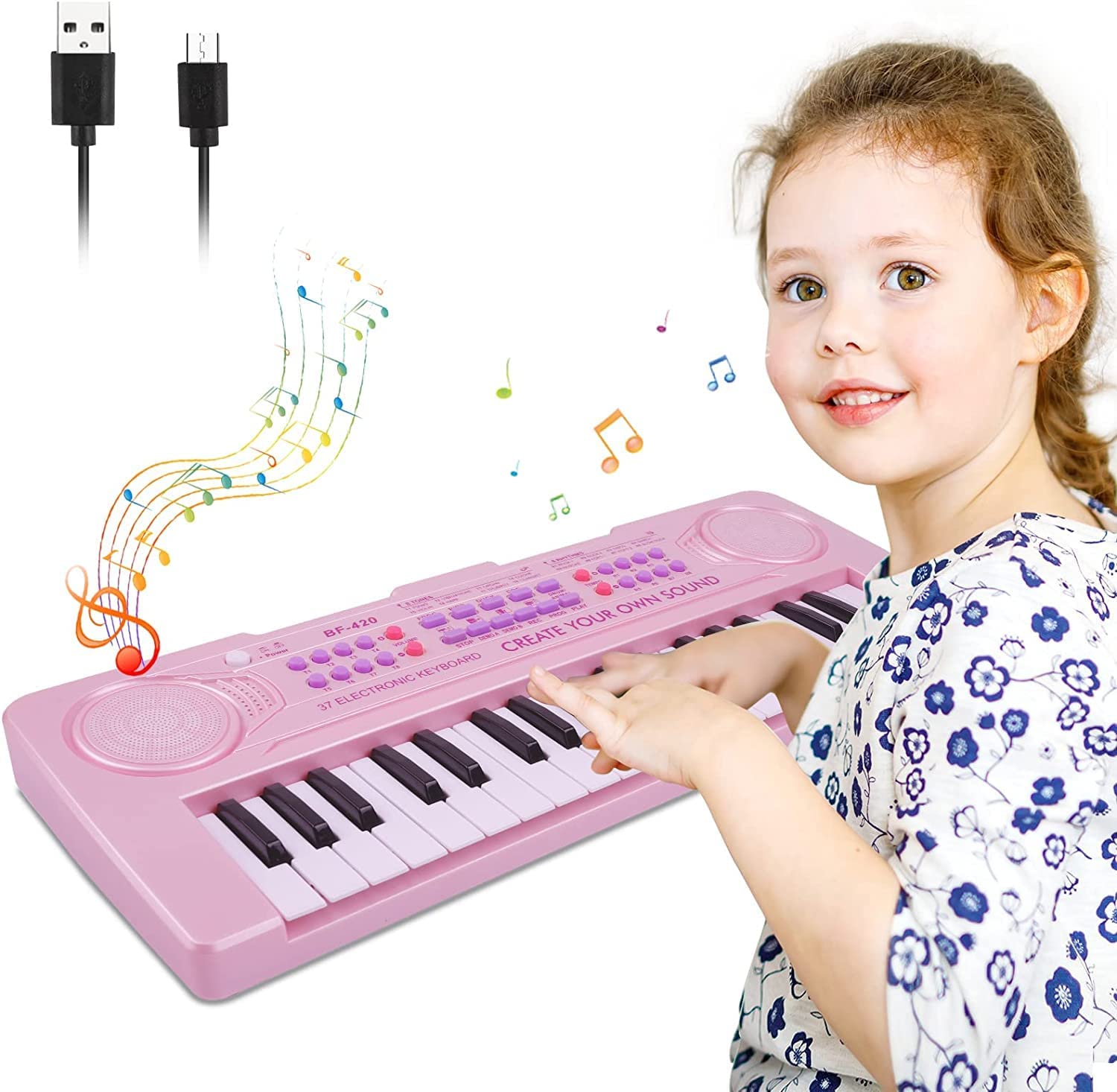 Zmoon 37 Key Piano Electronic Keyboard Toddler Toy, Portable Musical