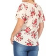 thumbnail image 3 of Women's Plus Size Casual Floral Flowy Short Sleeve Round Neck Key Hole Tee Blouse Top, 3 of 6