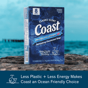 Coast Refreshing Deodorant Bar Soap, for All Skin Types, Classic Scent, 3.2 oz, 8 Bars