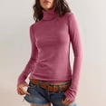 thumbnail image 2 of tarylea Women's Basic Tops High Neck Long Sleeve Undershirt Solid Color Tops Casual Wear Fall Loungewear, 2 of 8