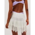 thumbnail image 5 of Komoo Women Fairy Lace Mini Skirt Low Rise Tiered Ruffle A-Line Skirt Asymmetrical Slip Short Skirt, 5 of 6