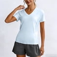 thumbnail image 2 of hoksml Women's V-Neck Short Sleeve Workout Shirt with Breathable Mesh Panels, Quick Dry Athletic Top for Running Yoga Gym, 2 of 6