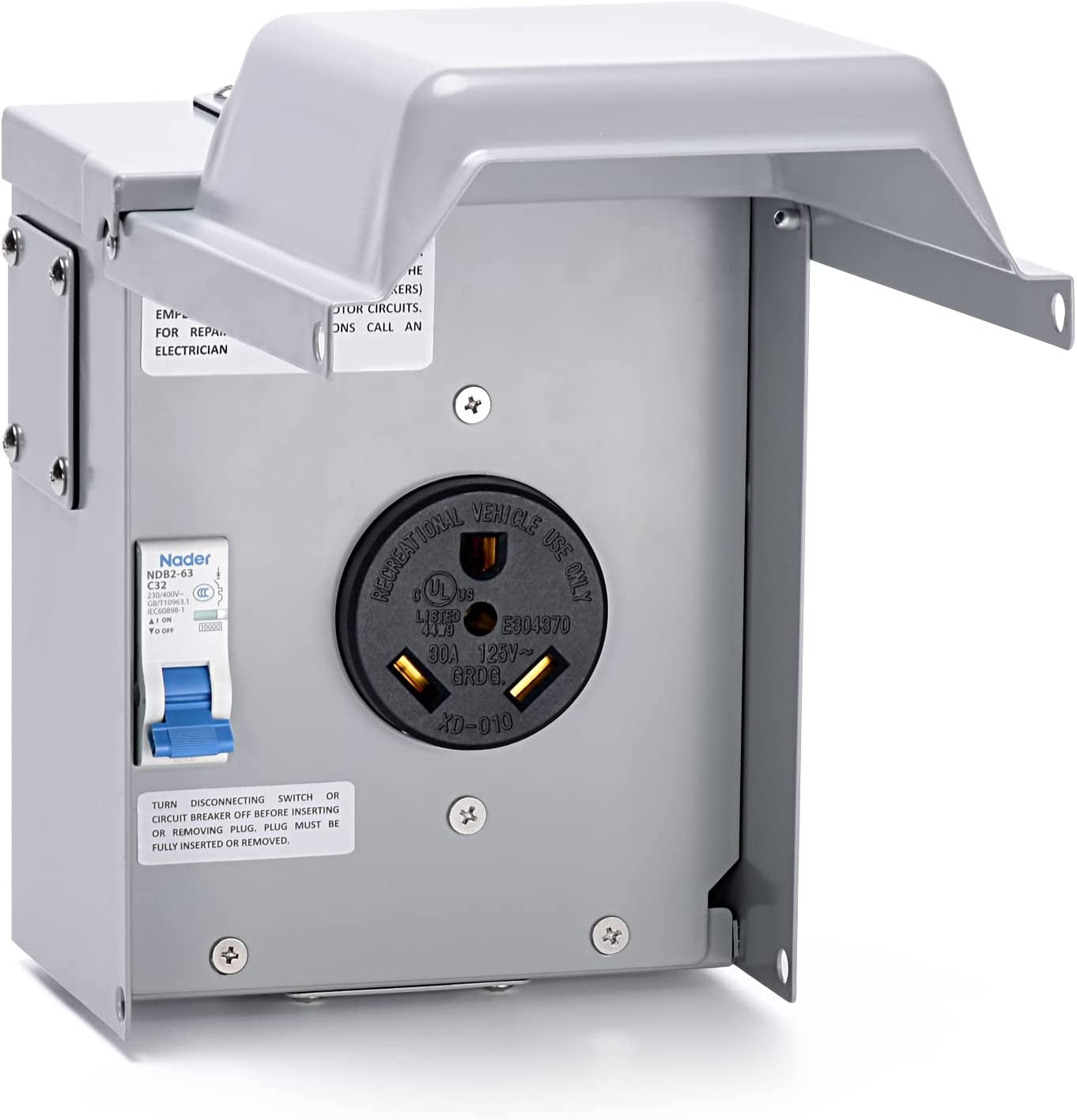 Briidea 30 Amp Temporary RV Power Outlet with Breaker, Outdoor Breaker