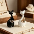 thumbnail image 5 of Modern Ceramic Cat Figurine Minimalist Animal Sculpture Decorative Ornament for Home Office Living Room Shelf Decor, 5 of 8