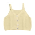 thumbnail image 2 of UACY Toddler Girls Knit Camisole Crop Top V Neck Button Front Textured Knit Tank Top Casual Sleeveless Vest for Kids ﻿ (Light Yellow, 7-8 Years), 2 of 7