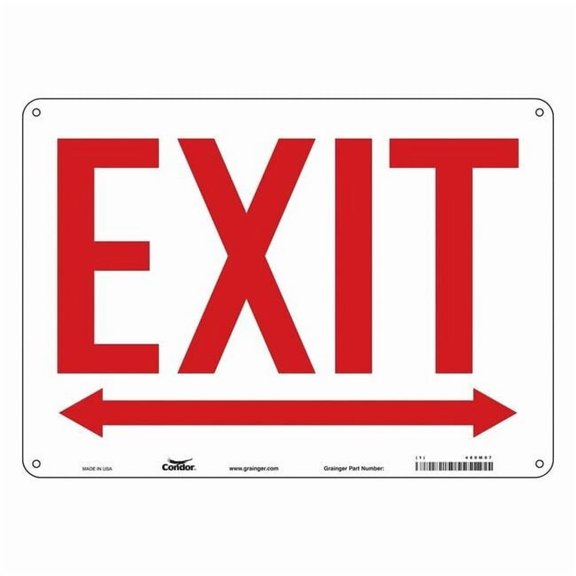 Condor Exit Sign, Plastic, 14" W, 10" H, Exit, White 480M07