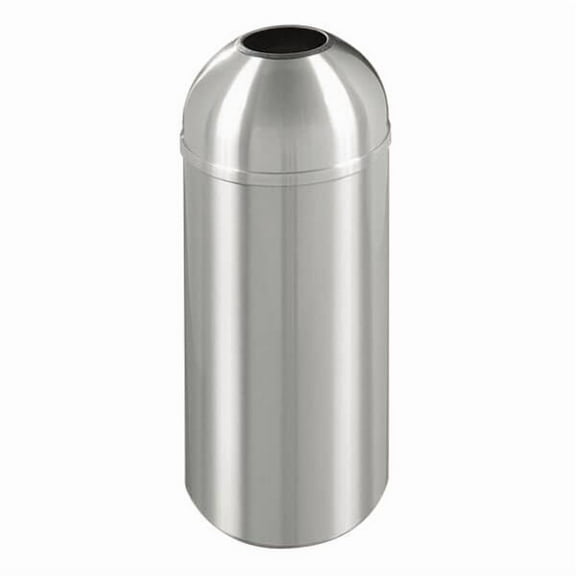 Sturdy Essentials 8 Gallon Satin Aluminum Waste Receptacle | Heavy-Duty Commercial Trash Bin | Rust & Tarnish Resistant | Durable Indoor Waste Container | (Open Dome Top)