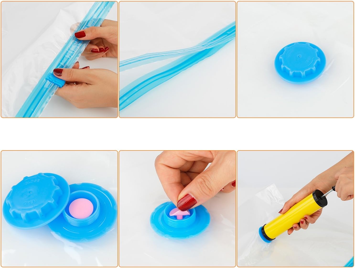 Premium Vacuum Storage Bags. 80% More Storage!Vacuum bags clothes for Travel! Double-Zip Seal and Triple Seal Turbo-Valve for Max Space Saving