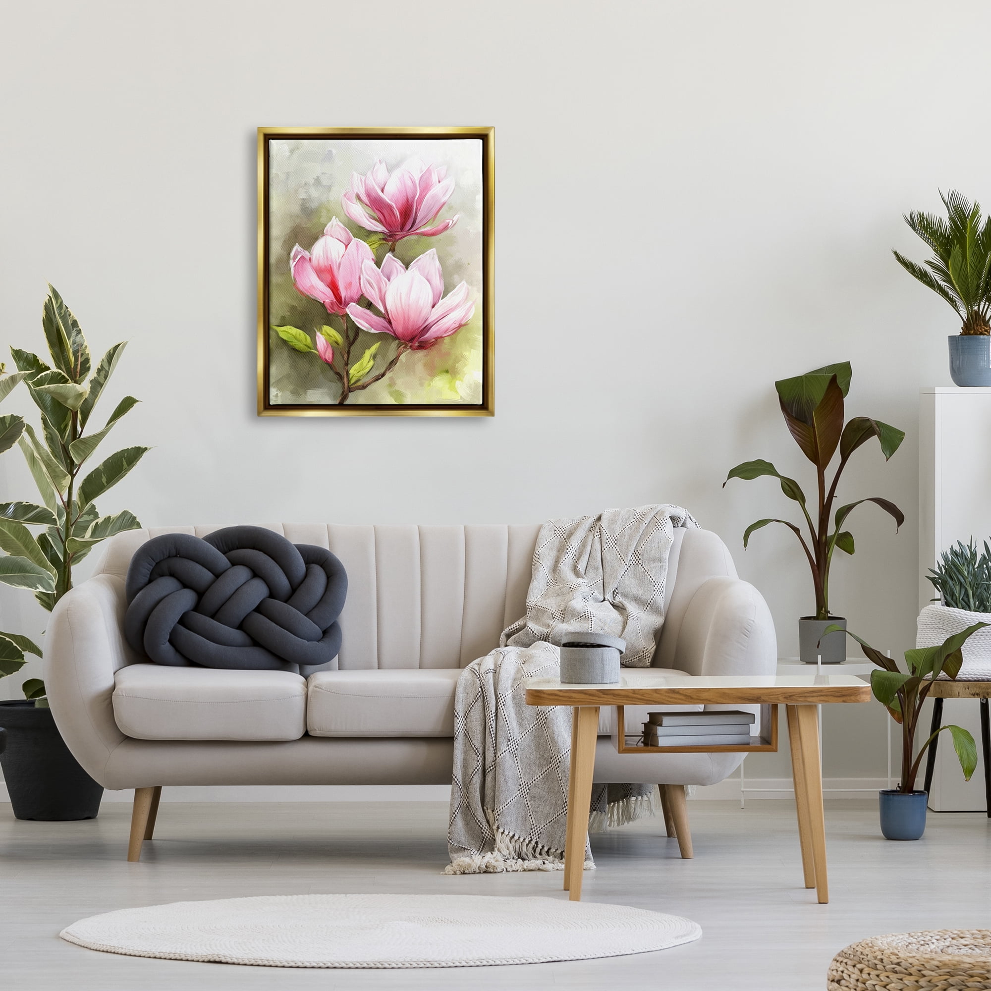 Stupell Industries Blooming Pink Lilies Botanical & Floral Painting Gold Floater Framed Art Print Wall Art, 25 x 31