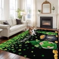 thumbnail image 3 of Area Rug for Living Room, St. Patrick's Day Non-Slip Indoor Large Carpet for Bedroom/Dining Room, Spring Lucky Shamrocks Green Gnomes Black Washable Low-Profile Rectangle Floor Runner Rugs - 5 x 7 Ft, 3 of 7