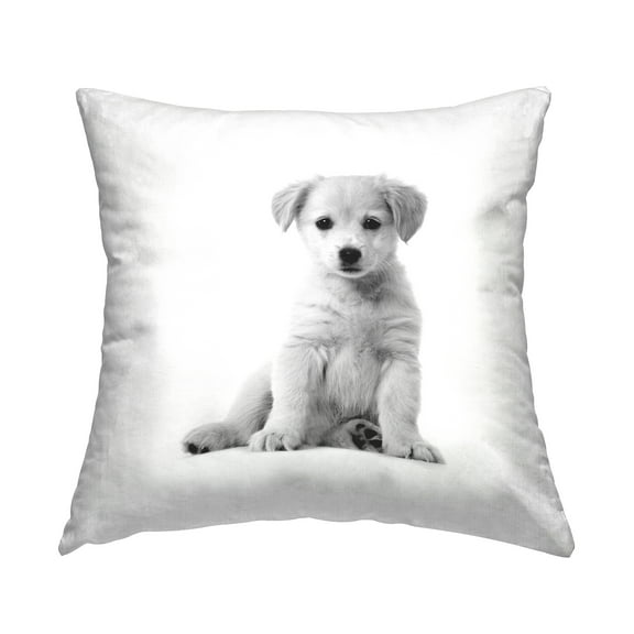 Stupell Industries Minimal Retriever Puppy Square Decorative Printed Throw Pillow, 18 x 18