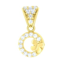 10kt Yellow Gold Womens Cubic-Zirconia Butterfly Fashion Charm Pendant
