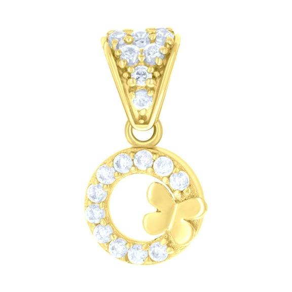 10kt Yellow Gold Womens Cubic-Zirconia Butterfly Fashion Charm Pendant