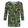 thumbnail image 4 of Jsaierl 3/4 Length Sleeve Tops for Women Summer Round Neck Shirts Boho Floral Ladies Blouses Flowy Loose Fit Tunic Top S-2XL, 4 of 5
