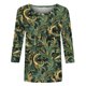 thumbnail image 5 of Tops de Manga Larga de Mujer 3/4 Manga Flores Impresas Cuello Redondo Blusa Casual Estiramiento Suave, 5 of 5