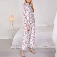 thumbnail image 3 of Balery Rose Flowers Conjunto de Pijama con Estampado para Mujer, Conjunto de Dos Piezas con Manga Larga, Ropa de Dormir Suave con Bolsillos, Pijamas Cómodos-Small, 3 of 7