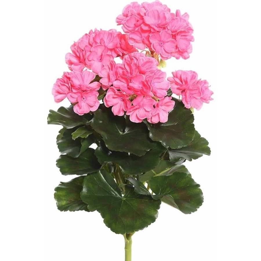 Vickerman 14.5" Pink Polyester Geranium Bush with 24 Leaves and 76
