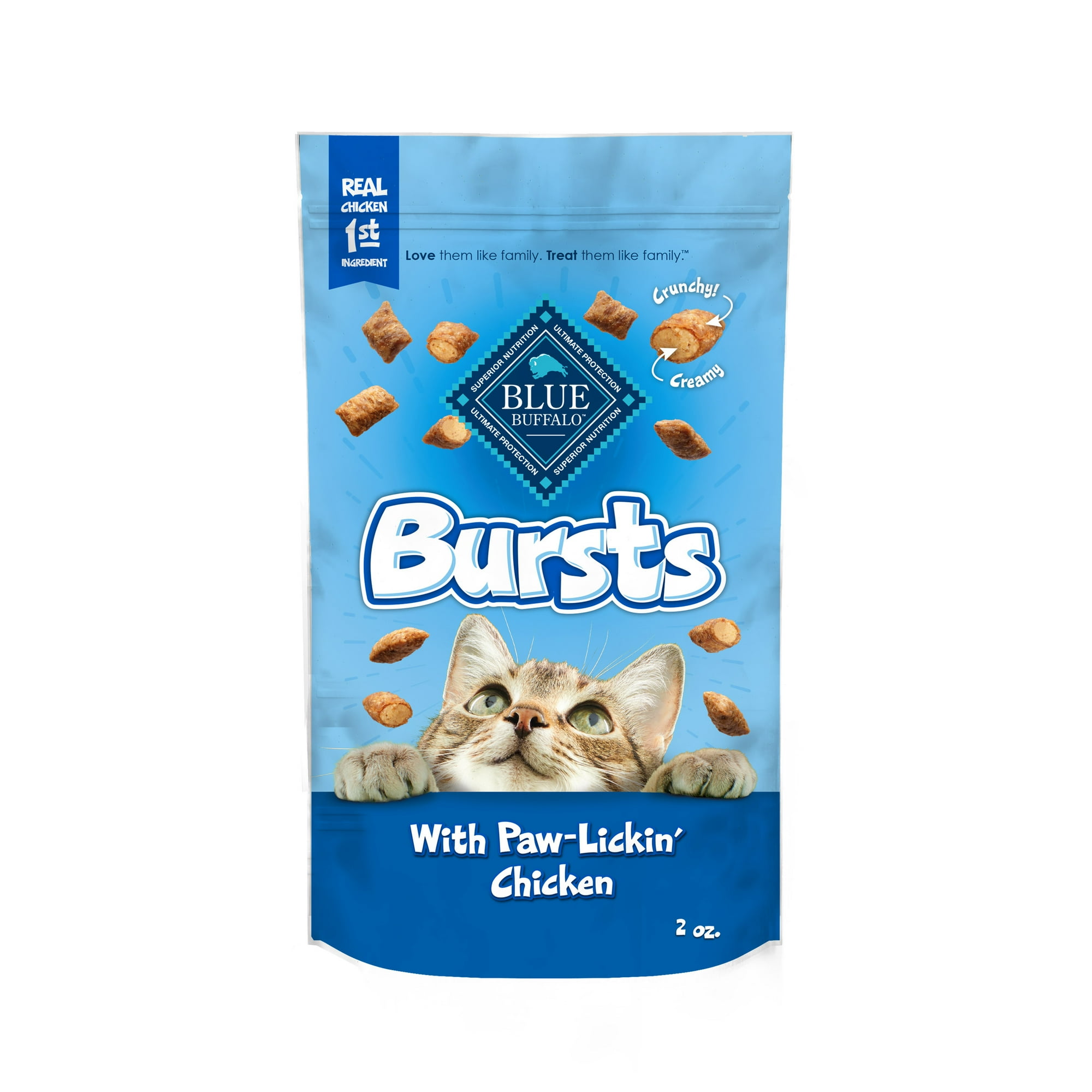 Blue Buffalo Bursts Crunchy & Creamy Cat Treats, Great for Training Chicken, 2-oz Bag